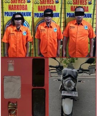 Polres Nganjuk amankan Tiga Orang Pengedar Sabu Jaringan Lokal, Salah Satunya Residivis