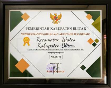 KECAMATAN WATES RAIH PENGHARGAAN AKUNTABILITAS TATA KELOLA PEMERINTAHAN